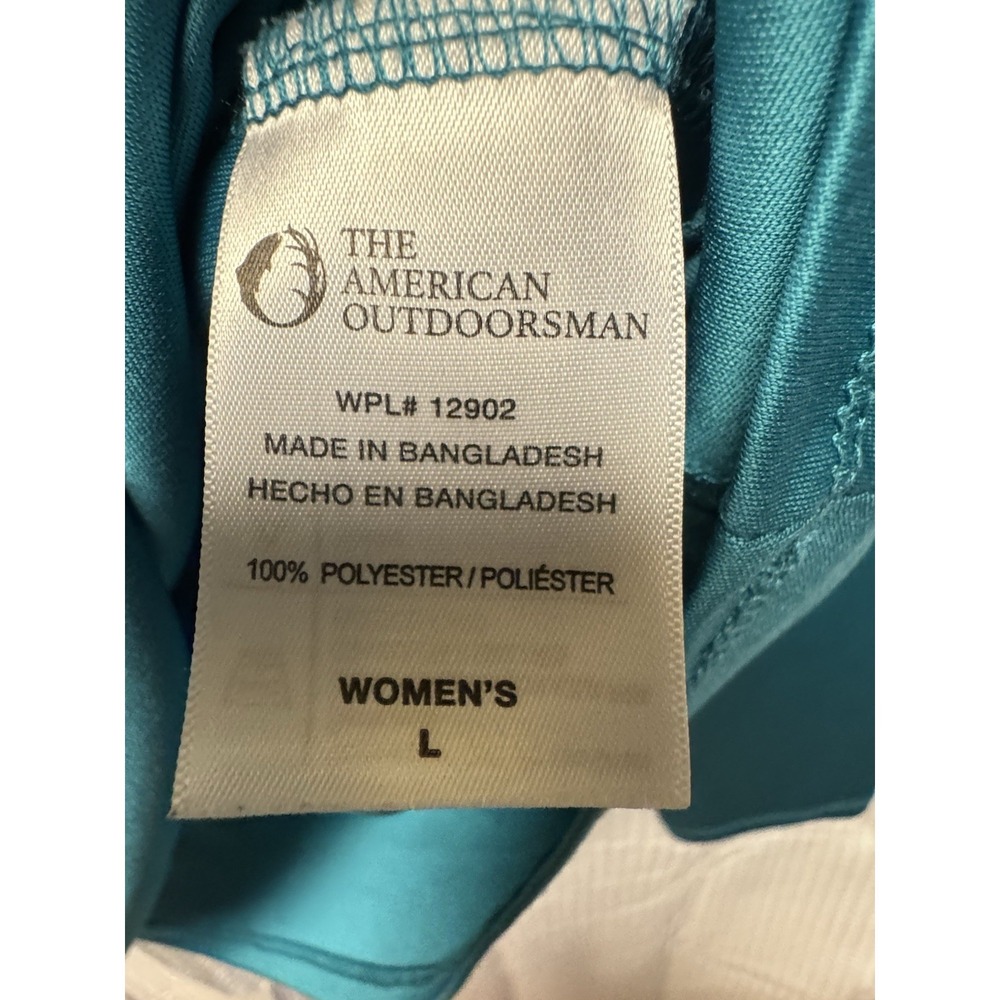 The American Outdoorsman for Women Teal Hooded Pullover w/ponytail thumb holes L - Picture 6 of 12